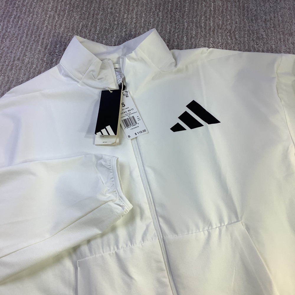 Adidas Mens Z.N.E. WV TT Track Jacket White Black Loose Fit UPF 50+ Size S NWT
